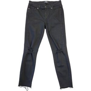 Paige Woman’s black stretch skinny Verdugo Crop jeans Distressed size 29